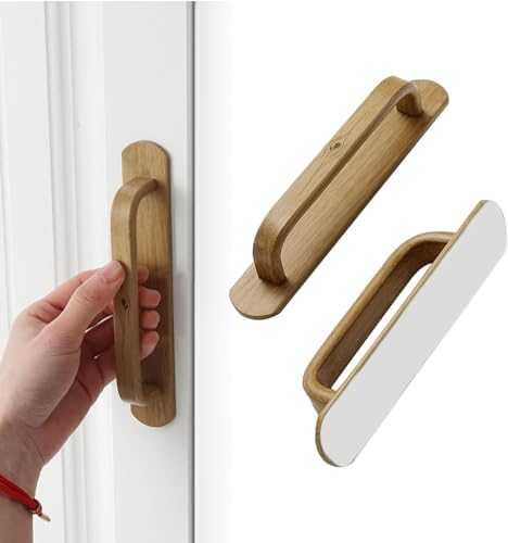 WHAPELQ Selbstklebender Türgriff aus Holz wie Aluminium, Ersatzgriff für Schrank, Schiebetür, Schrank, Schublade, Kleiderschrank, 2 Stück von WHAPELQ