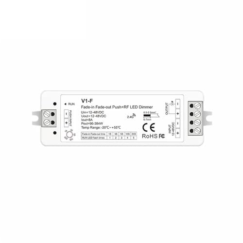 WHARGTSL 1CH*8A 12V-48VDC 24V CV Fade-in Fade-Out LED Dimmer Push Dim V1-F 5 Fading-Geschwindigkeit/stufenloses Dimmen for einfarbige Lichtstreifen von WHARGTSL