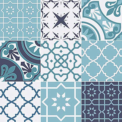 WHATABUS Fliesen/Azulejos je 9,8 x 9,8 cm – 9 Verschiedene Designs – Aufkleber im Set – Sticker (Set mit Designs 1-9, 9) von WHATABUS
