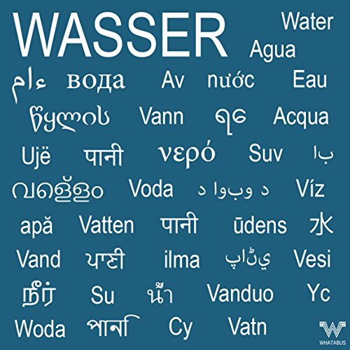 Wasser mehrsprachig Aufkleber in vielen Sprachen - Sticker 9,8 x 9,8 cm von WHATABUS