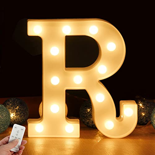 LED Buchstabe Lichter Alphabet Zeichen mit drahtloser Timer Fernbedienung Dimmable Led dekoration für Geburtstag Party Hochzeit & Urlaub Haus Bar （Buchstabe R) von WHATOOK