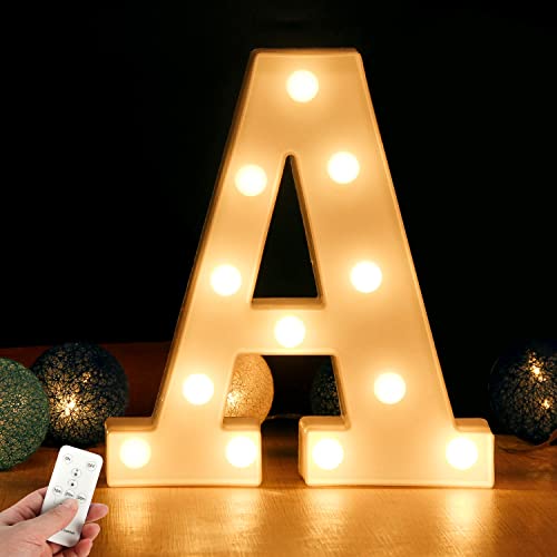 WHATOOK LED Buchstabe Lichter Alphabet Zeichen mit drahtloser Timer Fernbedienung Dimmable Led dekoration für Geburtstag Party Hochzeit & Urlaub Haus Bar （Buchstabe A von WHATOOK