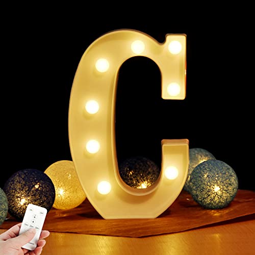 LED Buchstabe Lichter Alphabet Zeichen mit drahtloser Timer Fernbedienung Dimmable Led dekoration für Geburtstag Party Hochzeit & Urlaub Haus Bar （Buchstabe C) von WHATOOK