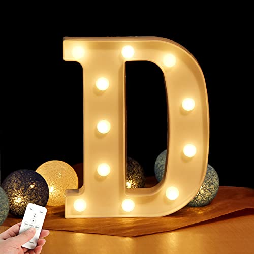 Leuchtbuchstaben Groß LED Buchstaben Deko: Mit Drahtloser Timer Fernbedienung Dimmable Led dekoration für Geburtstag Party Hochzeit & Urlaub Haus Bar （Buchstabe D) von WHATOOK