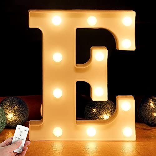 WHATOOK LED Buchstabe Lichter Alphabet Zeichen mit drahtloser Timer Fernbedienung Dimmable Led dekoration für Geburtstag Party Hochzeit & Urlaub Haus Bar （Buchstabe E von WHATOOK