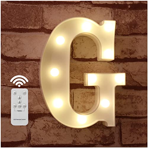 LED Buchstabe Lichter Alphabet Zeichen mit drahtloser Timer Fernbedienung Dimmable Led dekoration für Geburtstag Party Hochzeit & Urlaub Haus Bar （Buchstabe G) von WHATOOK