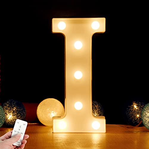 LED Buchstabe Lichter Alphabet Zeichen mit drahtloser Timer Fernbedienung Dimmable Led dekoration für Geburtstag Party Hochzeit & Urlaub Haus Bar （Buchstabe I) von WHATOOK