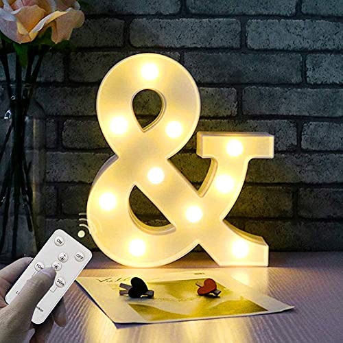 WHATOOK® LED Buchstaben Lichter Alphabet Zeichen mit Wireless Timer Fernbedienung Dimmbar Leuchtbuchstaben für Geburtstag Party Hochzeit & Urlaub Home Bar Dekoration (Letter &) von WHATOOK