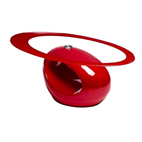 WHATSIZE ENTERPRISE Designer Couchtisch, oval, modern, einzigartiges Design, Glasplatte und Fiberglas-Boden, Rot von WHATSIZE ENTERPRISE