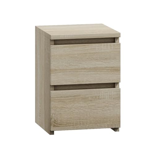 WHATSIZE ENTERPRISE – Moderna – Small Chest of Drawers – Contemporary 2 Drawer Wood Bedside Table & Night Stand - Office, Lounge & Bedroom Furniture Storage Cabinet, Sonoma von WHATSIZE ENTERPRISE