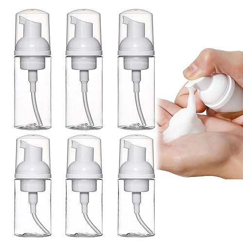 6 Stück Leere Schaumspender Klein Klar Plastik Schäumende Pumpflaschen Flaschen Klein Pump Nachfüllbarer Tragbare Mini Pumpspender für Kosmeti,Reisen(30ml,50ml) von WHC