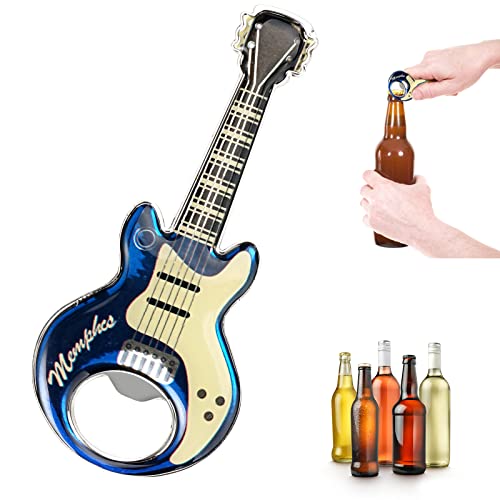 WHC Flaschenöffner Bottle Opener Bieröffner lustig Gitarre Magnetischer Bierflaschenöffner Edelstahl Tragbare Durable Kapselheber Musiker Geschenke Bierliebhaber für Home Pub Outdoor Männer (Silber) von WHC