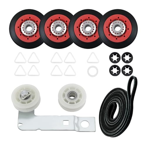 Trommel-Waschmaschinen-Umlenkrolle, Trockner-Reparatursatz, kompatibel mit Whirlpool-Trocknerriemen, Ersatz, kompatibel mit Kenmore 4392065 691366 4392067 8536974 349241T, Trocknerteile, von WHDEKGD