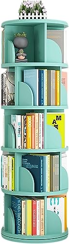 Drehbares Bücherregal, umweltfreundliches MDF, um 360° drehbar, einfache Demontage, einfaches Bücherregal für Studenten, Eck-Bücherregal für Zuhause (Größe: 40 x 129 cm, Farbe: Weiß) (grün 40 x von WHDEOY