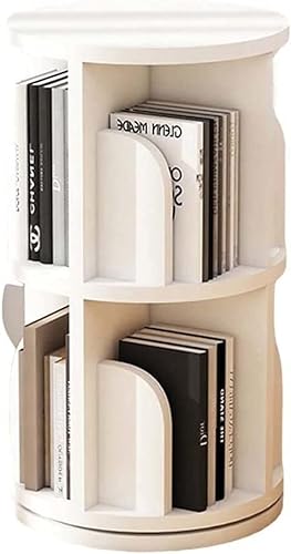 Regal Holz Kreatives drehbares Bücherregal, um 360 Grad drehbare Aufbewahrungsvitrine, Wohnzimmerecke (Farbe: Braun, Größe: 39 * 130 cm) (Weiß 39 * 67 cm) von WHDEOY