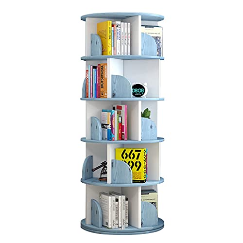 WHDEOY Einfach zu montierendes rundes Bücherregal, um 360° dreidimensionales drehbares Bücherregal, mehrschichtiges Wohnzimmer-Bücherregal (Farbe: Blau, Größe: 40 x 160 cm) von WHDEOY
