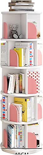 WHDEOY Kreatives Bücherregal mit 2/3/4/5 Ebenen, um 360° drehbar, weiß, stapelbare Regale, Bücherregal für Zuhause, Wohnzimmer, Büro (Farbe: Rosa, Größe: 40 x 98 cm) (Rosa 40 x 160 cm) von WHDEOY