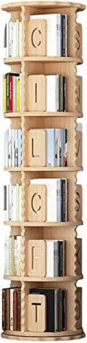 WHDEOY Um 360 Grad drehbares Bücherregal, freistehendes, stapelbares Bücherregal aus Massivholz für das Arbeitszimmer im Home-Office-Wohnzimmer (Farbe: Braun, Größe: 50 * 160 cm) (Braun 50 * 191 cm) von WHDEOY