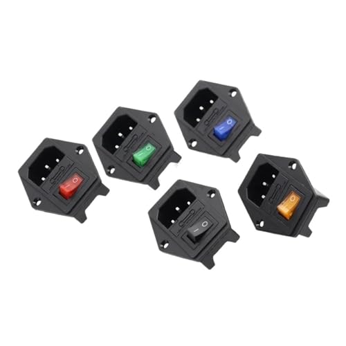 WHDESKVR 1 stück AC-01A Power Wippschalter mit Sicherung IEC 3 Pin 320 C14 Einlass Steckdose Schalter 10A 250V(Red-4 Pin) von WHDESKVR