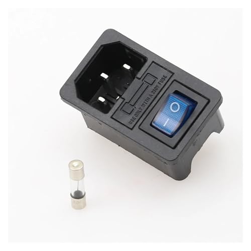 WHDESKVR 1 stücke Wippschalter Sicherung IEC 320 C14 Inlet Steckdose Beleuchtete Sicherungsschalter Stecker Mit Sicherung(Blue) von WHDESKVR