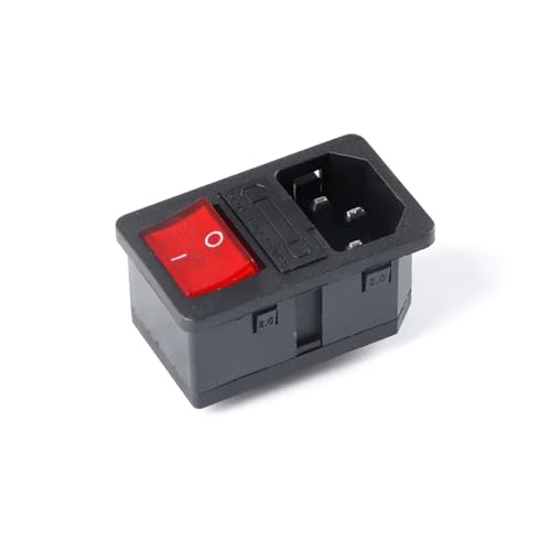 WHDESKVR 1pc AC-01 AC-14-F16 Steckdose 250V Wippschalter Messing 10A Stecker Computer Mount Sockel mit Sicherung(AC-01 KCD5) von WHDESKVR