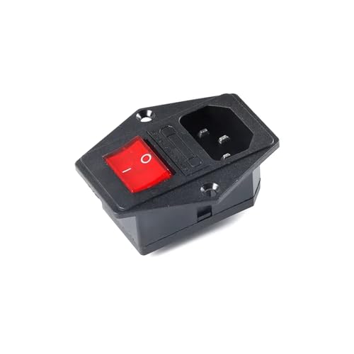WHDESKVR 1pc AC-01 AC-14-F16 Steckdose 250V Wippschalter Messing 10A Stecker Computer Mount Sockel mit Sicherung(AC-01A KCD1) von WHDESKVR