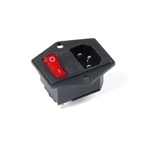 WHDESKVR 1pc AC-01 AC-14-F16 Steckdose 250V Wippschalter Messing 10A Stecker Computer Mount Sockel mit Sicherung(AC-14-F18 KCD3) von WHDESKVR