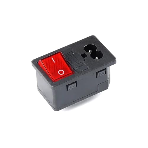 WHDESKVR 1pc AC-01 AC-14-F16 Steckdose 250V Wippschalter Messing 10A Stecker Computer Mount Sockel mit Sicherung(DB-8-8 KCD4) von WHDESKVR