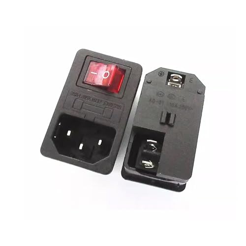 WHDESKVR AC-01 AC-14-F16 Steckdose 250 V Wippschalter Messing 10 A Anschluss Computermontagebuchse mit Sicherung AC-01(Silver) von WHDESKVR
