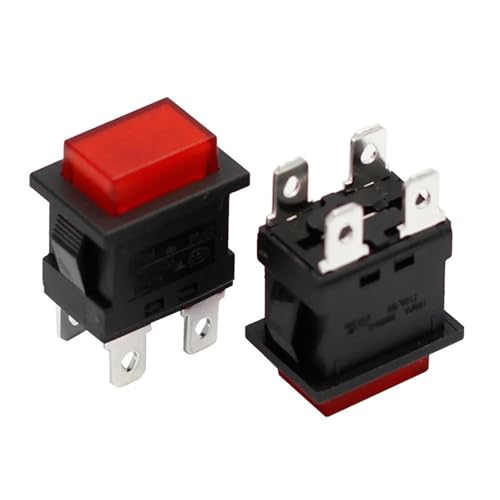 WHDESKVR Druckknopfschalter SPST Momentary Steckdosenleiste T105 16A 250VAC 2 Pole 4 Pin 2 Pin Schalter von WHDESKVR