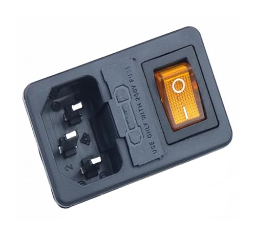 WHDESKVR Mit 10A Sicherung! Roter Wippschalter Sicherung IEC320 C14 Einlass Steckdose Sicherungsschalter Stecker rot grün blau schwarz(Yellow) von WHDESKVR