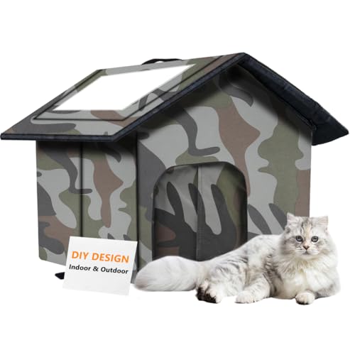 Katzenhaus Outdoor, Katzenhöhlen Für Draußen Winterfest Wasserdicht, Faltbare Wasserdicht Wetterfester Katzenhöhle Haustierhaus, Katzenhaus Tierheim Für Streuner Haustiere Katzenhaus Outdoor, Katzenhöhlen Für Draußen Winterfest Wasserdicht, Faltbare Wasserdicht Wetterfester Katzenhöhle Haustierhaus, Katzenhaus Tierheim Für Streuner Haustiere von WHDPETS