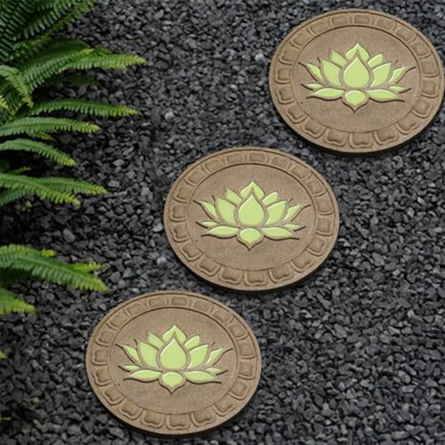 Im Dunkeln leuchtendes, rundes Trittstein-Set, Balkon-Trittsteine ​​mit Leuchteffekt, Gartensteine, Trittsteine, für Haus und Terrasse(3pcs) von WHIPIN