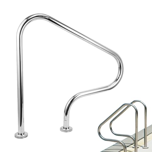 Pool-Handlauf, Edelstahl-Schwimmgeländer, 1 mm/1,2 mm/1,5 mm Stärke, Sicherheitsgriff, rutschfester Handlauf mit leicht zu montierender Basis, für Wasserparks und Freibecken(Thickness 1mm) von WHIPIN