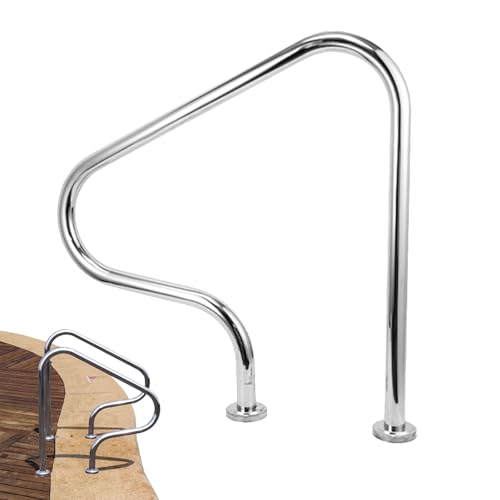 Pool-Handlauf, Schwimmgeländer aus Edelstahl 304, ergonomisch geformter, rostfreier Pool-Handlauf mit Schnellmontageplatte, Einstiegshilfe für Schwimmbäder, für Wasserparks(Thickness 1mm) von WHIPIN