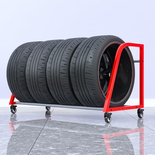 WHIPIN Verstellbares Reifenregal mit Rädern, Robustes Reifenregal für die Garage, Verstellbarer Felgenhalter aus Metall für Werkstatt, Reifenregale für die Garage, Ausstellungsraum WHIPIN Verstellbares Reifenregal mit Rädern, Robustes Reifenregal für die Garage, Verstellbarer Felgenhalter aus Metall für Werkstatt, Reifenregale für die Garage, Ausstellungsraum von WHIPIN