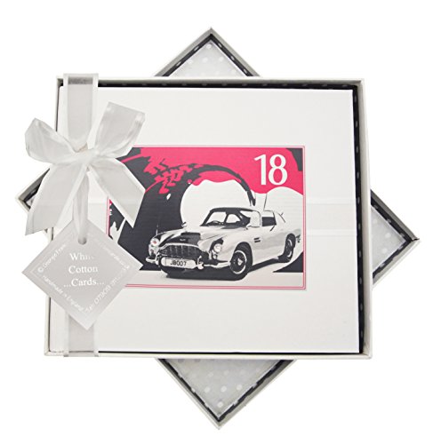 WHITE COTTON CARDS 18. Geburtstag, Gästebuch, Classic Car, weiß von WHITE COTTON CARDS