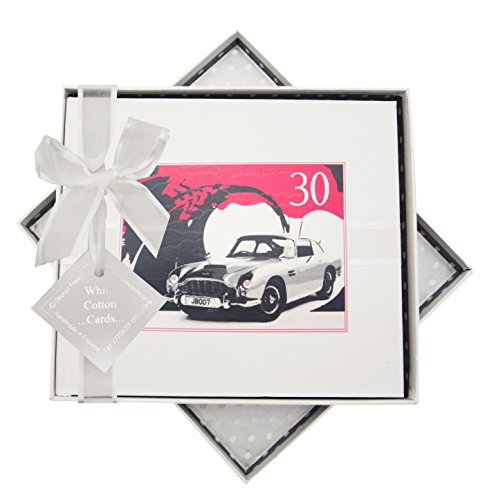 WHITE COTTON CARDS 30. Geburtstag, Gästebuch, Classic Car, weiß von WHITE COTTON CARDS