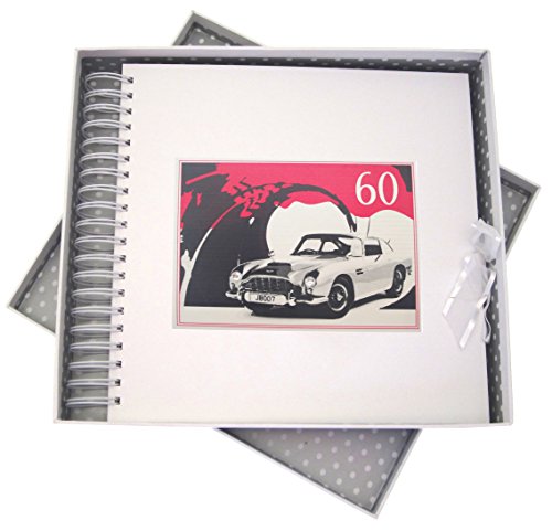 WHITE COTTON CARDS 60. Geburtstag, Karte & Speicher Buch, Classic Car, weiß von WHITE COTTON CARDS