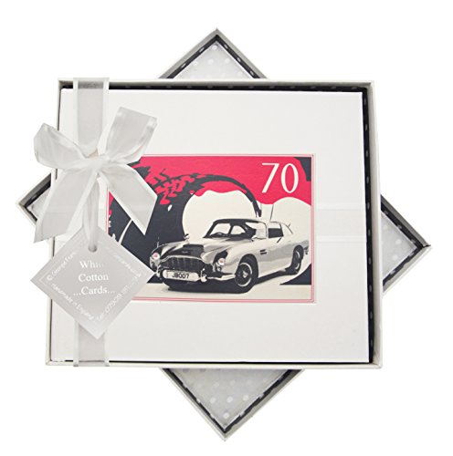 WHITE COTTON CARDS 70. Geburtstag, Gästebuch, Classic Car, weiß von WHITE COTTON CARDS