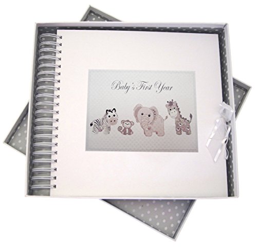 WHITE COTTON CARDS Baby 's First Year, Card und Memory Book, Silber Toys, Tiere, Board, weiß, 27 x 30 x 4 cm von WHITE COTTON CARDS