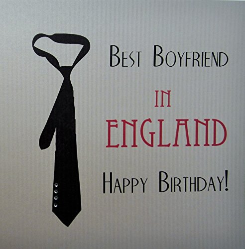 WHITE COTTON CARDS-Best Boy Friend in England Happy Birthday handgefertigt Town Karte mit Black Tie von WHITE COTTON CARDS