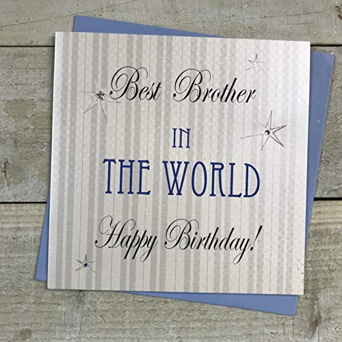 WHITE COTTON CARDS-Best Brother In The World Happy Birthday handgefertigt Town Karte mit Sterne von WHITE COTTON CARDS