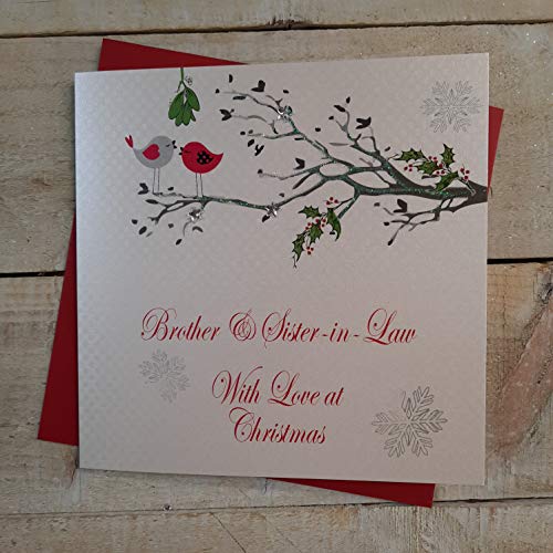 WHITE COTTON CARDS Bruder und Schwägerin mit Love at Christmas handgefertigt Rotkehlchen im Baum Karte von WHITE COTTON CARDS