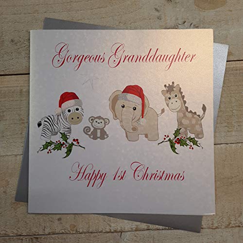 WHITE COTTON CARDS Code XX14–114 Gorgeous Granddaughter Happy 1st Christmas handgefertigt groß Weihnachten Karte, Toys von WHITE COTTON CARDS