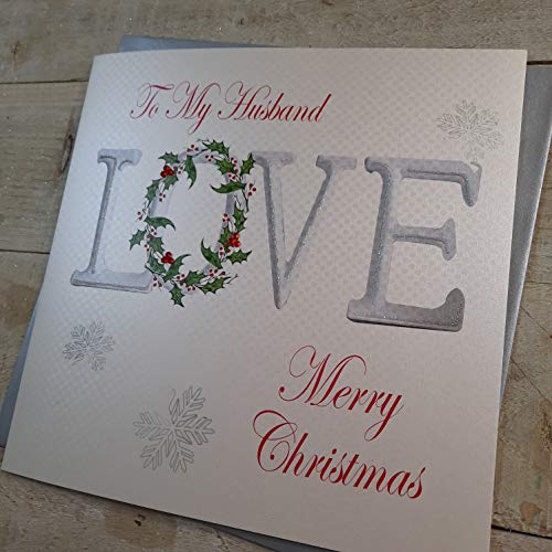 WHITE COTTON CARDS Code XX14–23 to My Husband Love 'Merry Christmas handgefertigt, groß Weihnachten Karte von WHITE COTTON CARDS