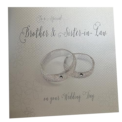 WHITE COTTON CARDS Code xlwb10 to a Special Brother and Sister-in-Law On Your Wedding Day handgefertigt groß Karte Ringe von WHITE COTTON CARDS
