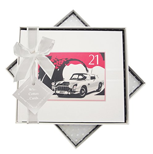 WHITE COTTON CARDS Erinnerungsalbum für 21. Geburtstag, Gästebuch, Classic Car, weiß von WHITE COTTON CARDS