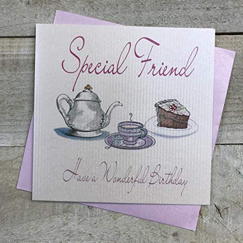 WHITE COTTON CARDS Erinnerungsalbum für 30. Geburtstag, Karte für einen besonderen Freund Tee und Kuchen, Weiß von WHITE COTTON CARDS