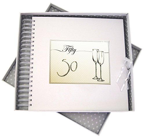 WHITE COTTON CARDS Geburtstag 50 Flöten Card und Memory Book, Board, weiß, 27 x 30 x 4 cm von WHITE COTTON CARDS